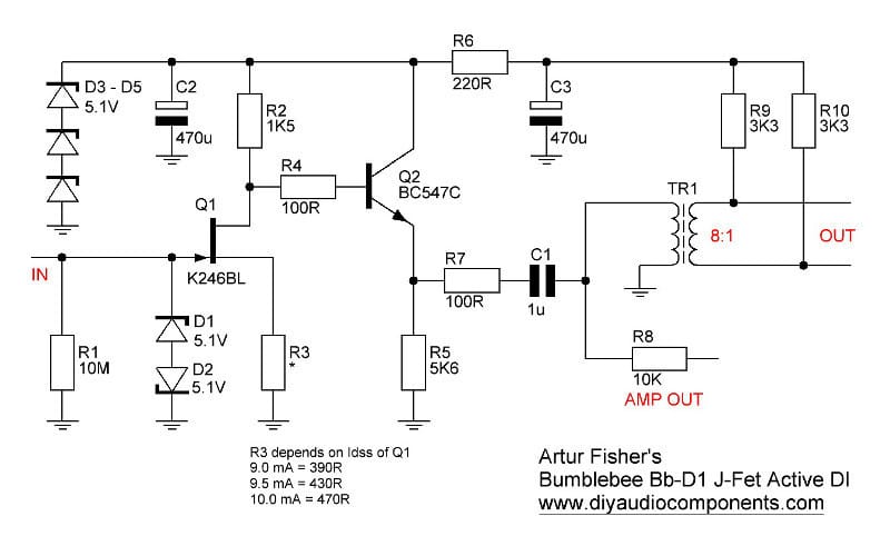 Bumblebee DIY Active DI Kit Schematic